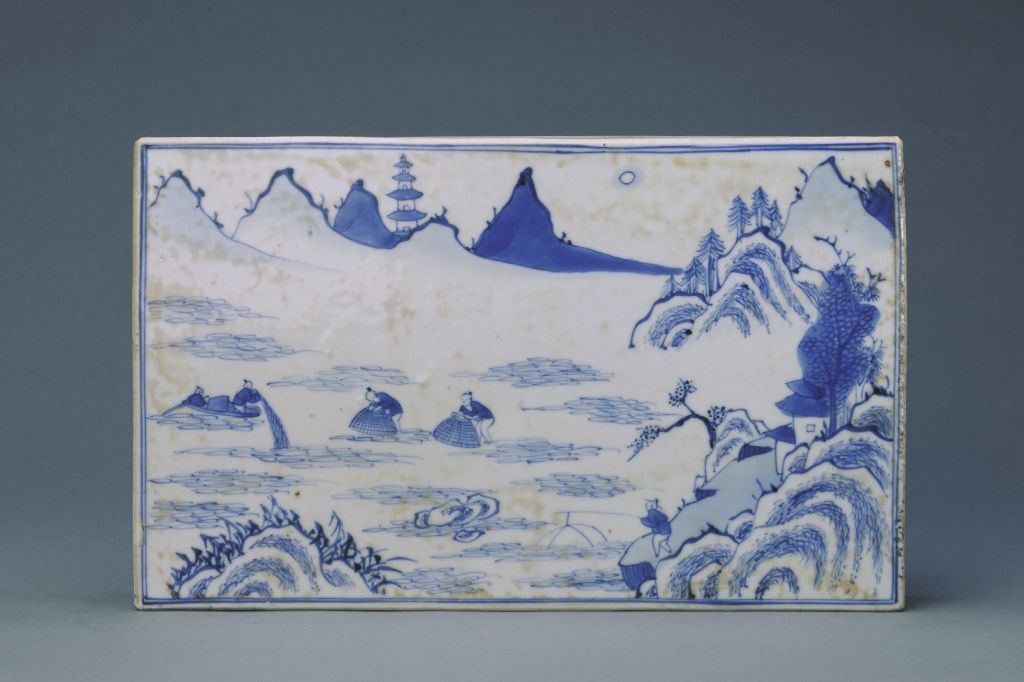 图片[2]-Blue and white figure rectangular porcelain plate-China Archive